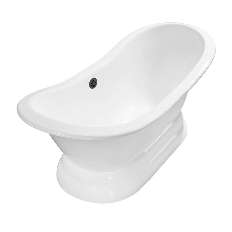 StreamlineBath 72" x 31" Freestanding Soaking Porcelain Enameled Cast